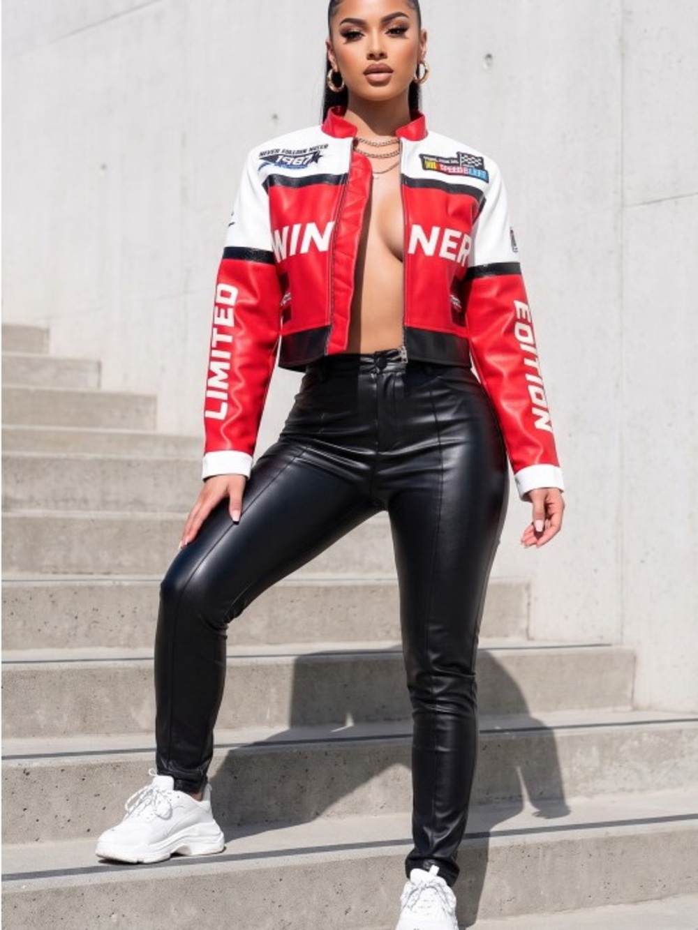 Limited Edition Red & White Racing Moto Jacket J-59103